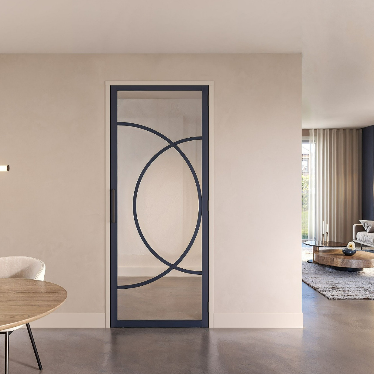 Binnendeur Skantrae SSL 14518 Blank Glas Zwart Gelakt